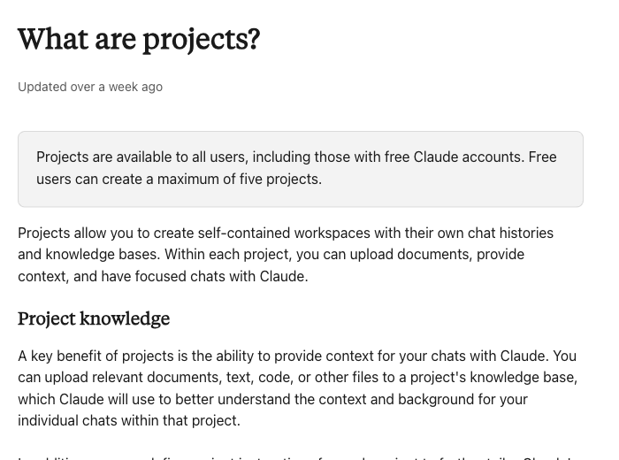 Официальная справка Claude о создании и управлении Projects