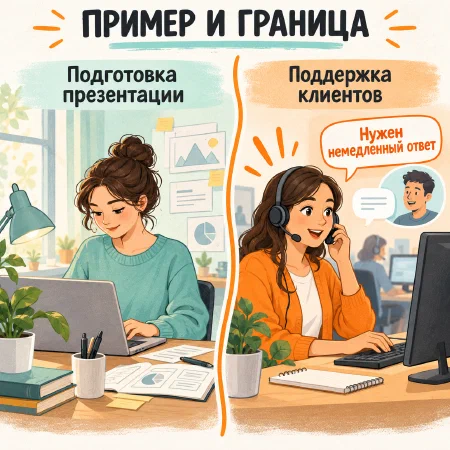 /Example: Пример и граница применения по учебному отрывку о расписании сообщений