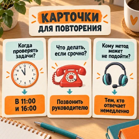 /Memory: Карточки для повторения по учебному отрывку о расписании сообщений