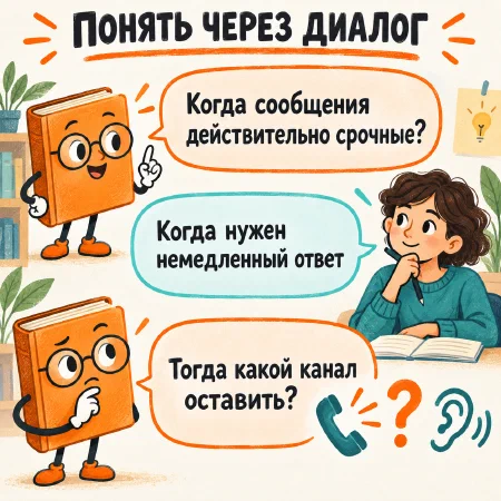 /Teach: Обучение через диалог по учебному отрывку о расписании сообщений