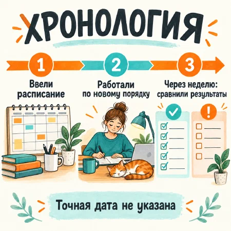 /Timeline: Последовательность событий по учебному отрывку о расписании сообщений