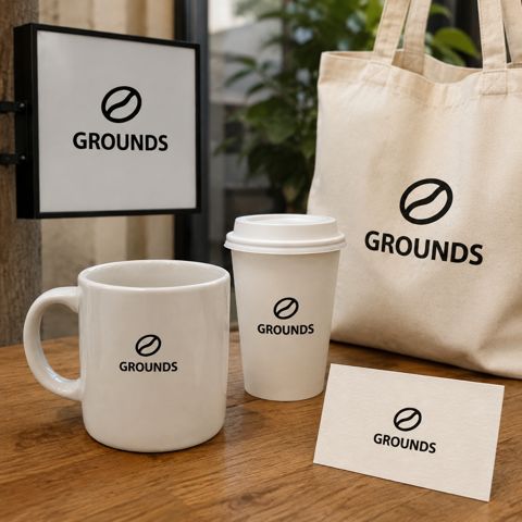 /brandmockup: Фирменный стиль на визитке, пакете, вывеске